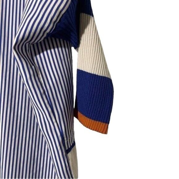 Chiara Cocol Women’s Striped Mixed Media Cardigan XS Navy, White & Orange - Picture 4 of 13